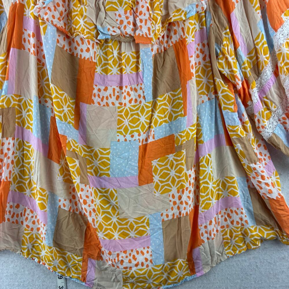 Cato Off Shoulder Blouse Women's 22-24W/3X Ruffle Patchwork Print Lace Flowy - Picture 4 of 11